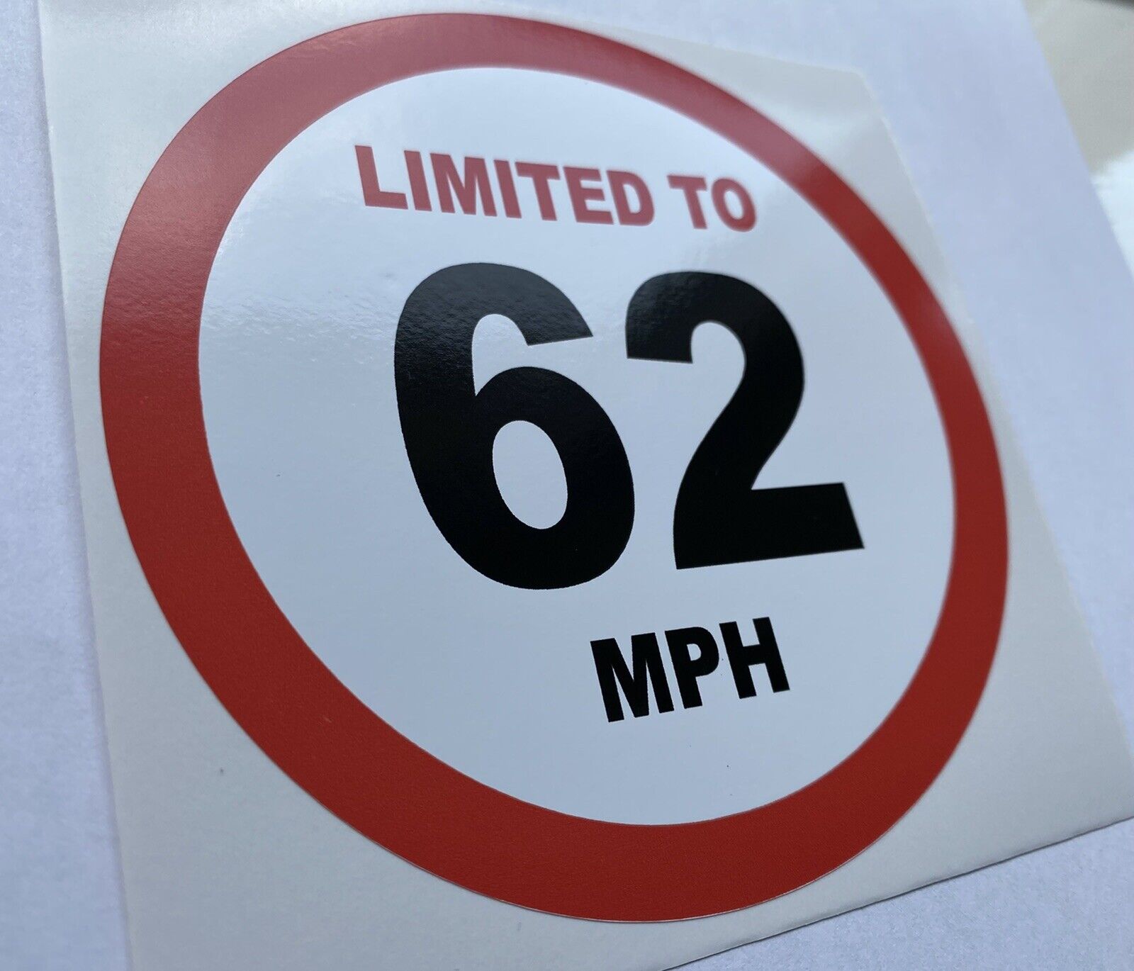 Speed One Sticker 62 MPH SPEED LIMITED VAN DRIVERS TRUCK WORK CAR HGV STICKER DECAL ...