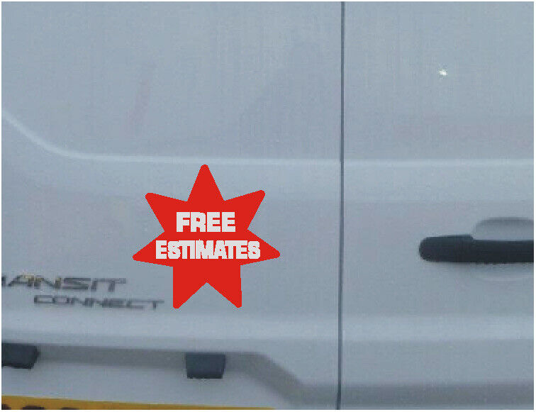 Work Vehicle Sticker FREE ESTIMATES WORK VAN CAR STICKER WINDOW IN RED ALL COLOURS BUSINESS ...
