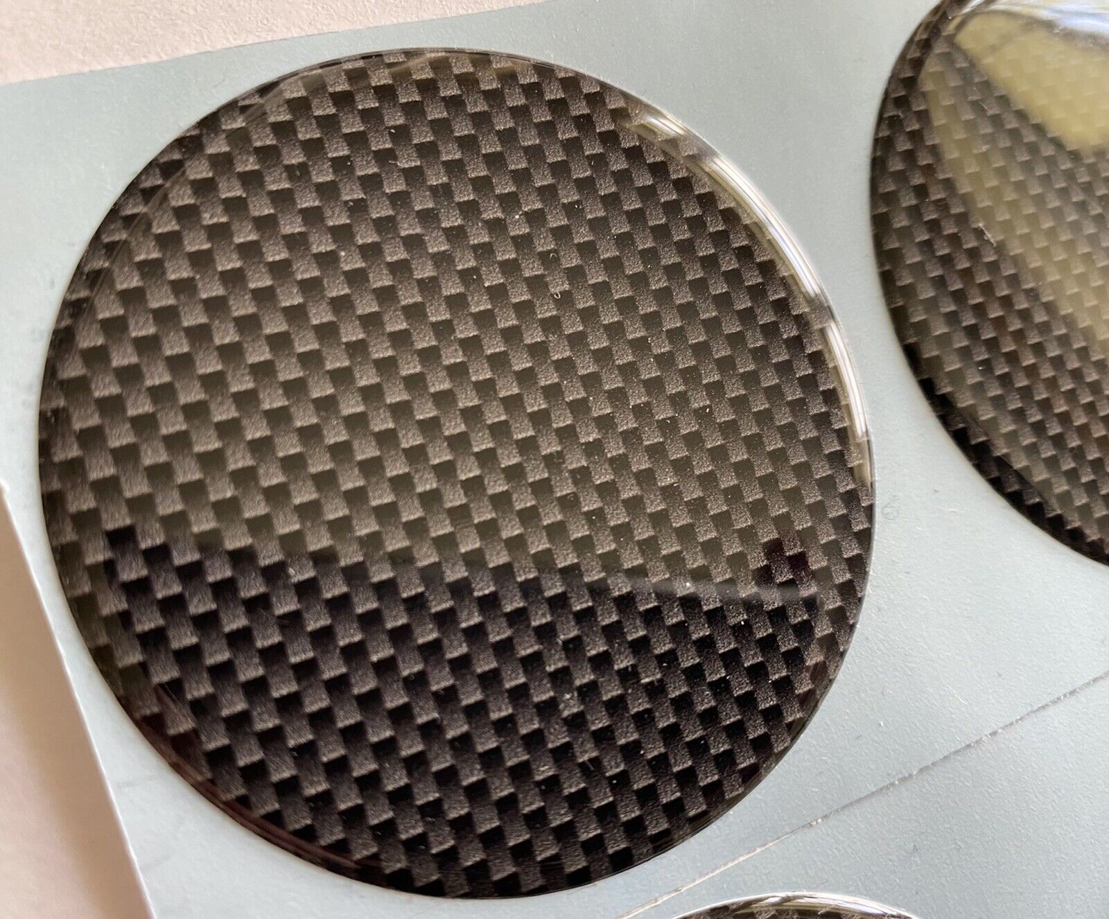 CAR ALLOY WHEEL CENTRE CAP STICKERS DOMED RESIN X4 PLAIN CARBON FIBRE ...