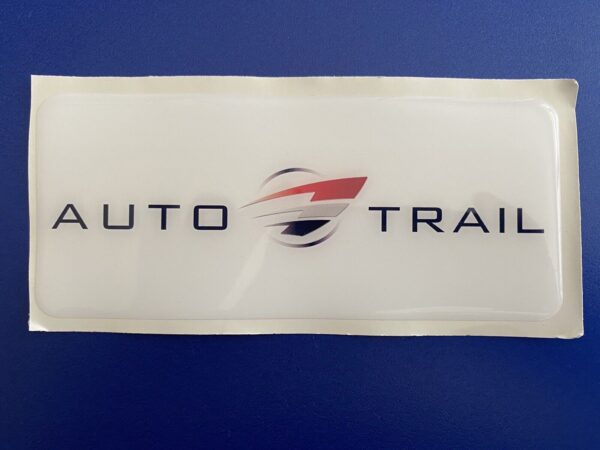 Auto Trail Sticker AUTOTRAIL CARAVAN MOTORHOME BADGE DOMED RESIN X1 WHITE HIDE DENT ...